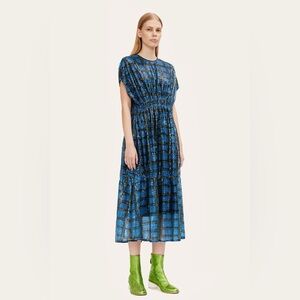 Stine Goya Jordan Blue and Black Plaid Sequin Women's Dress